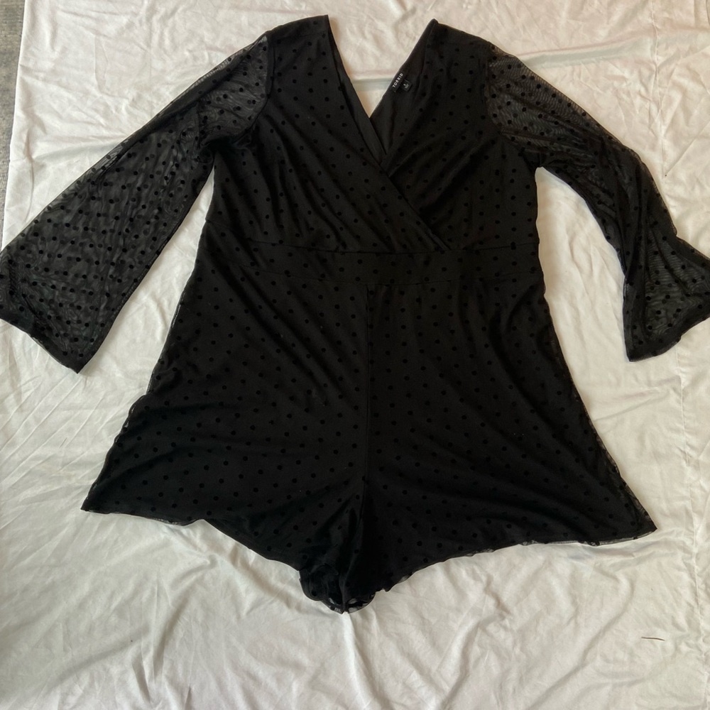 Torrid Black Polka Dot Mesh Top